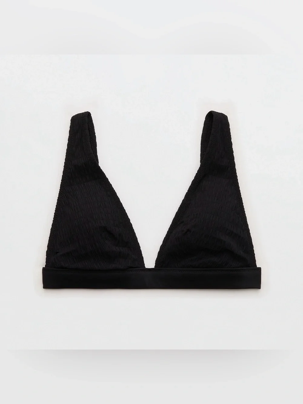 NWT Aerie Banded Plunge Smocked Bikini Top Black Size M